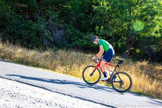 Climbing the hill on a bike